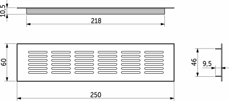 картинка Решетка вентиляционная 250х60мм серебро алюминий AKS магазин SEFI являющийся официальным дистрибьютором в России  картинка Решетка вентиляционная 250х60мм серебро алюминий AKS от магазина SEFI