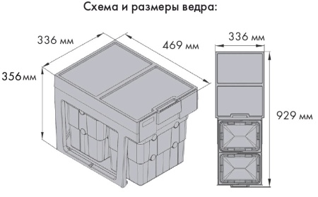 картинка Система сортировки WasteBoy на распашной фасад от 400 мм магазин SEFI являющийся официальным дистрибьютором в России  картинка Система сортировки WasteBoy на распашной фасад от 400 мм от магазина SEFI