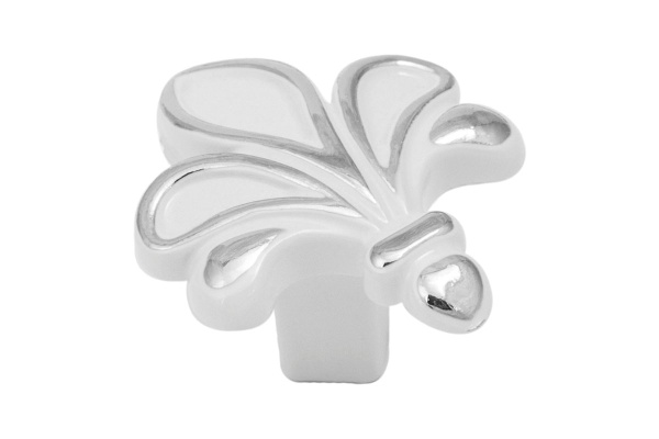 картинка Ручка меб. кнопка мет. MILK серебро белый, AKS от магазина SEFI