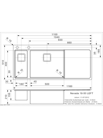 картинка Мойка Reginox Nevada L 18x50 Left brushed от магазина SEFI