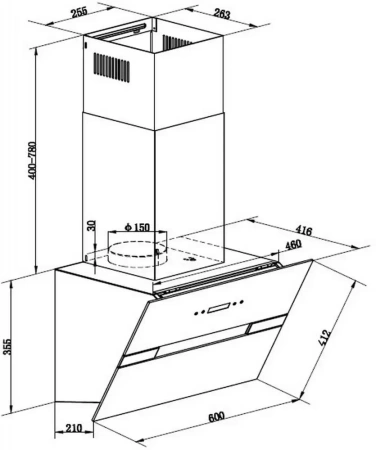 картинка Вытяжка MAUNFELD Mersey 60 белый\вставка сатин от магазина SEFI