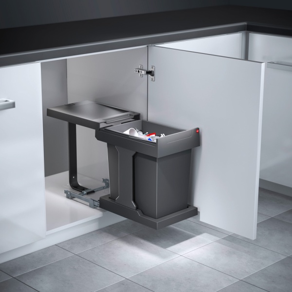 картинка Мусорное ведро Solo 20л на распашной фасад от 300 мм, цвет – графит от магазина SEFI