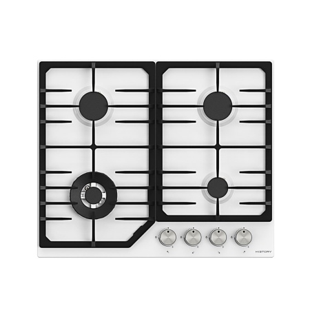 картинка Газовая варочная панель HiSTORY HGE 643C FWH, Белая эмаль от магазина SEFI