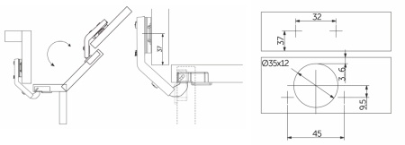 картинка Петля д/составных фасадов 135° 45мм h2 slide-on AKS от магазина SEFI