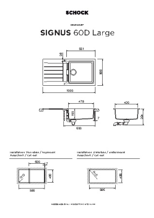 картинка Кухонная мойка SCHOCK SIGNUS 60D Large CRISTADUR магма от магазина SEFI