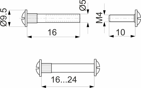 картинка Стяжка межшкафная d5 М4х16 (уп/1тыс.шт) AKS от магазина SEFI