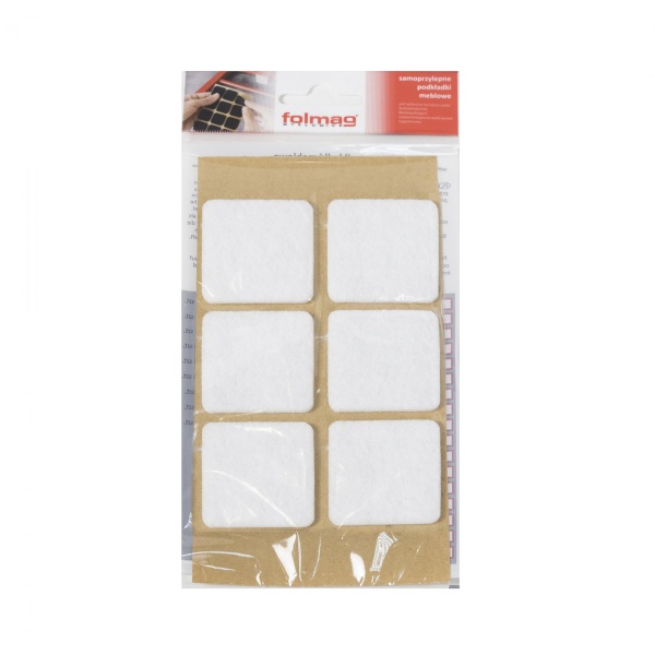 картинка Подкладка самоприлипающая фетровая 40х40мм (1лист-6шт) белая Folmag магазин SEFI являющийся официальным дистрибьютором в России  картинка Подкладка самоприлипающая фетровая 40х40мм (1лист-6шт) белая Folmag от магазина SEFI