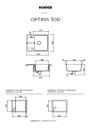 картинка Кухонная мойка SCHOCK OPTIMA 50D CRISTALITE оникс от магазина SEFI