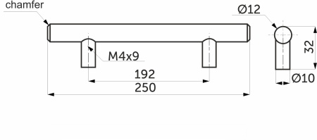 картинка Ручка меб. релинговая 192/250 полая сталь шлифованная сталь AKS магазин SEFI являющийся официальным дистрибьютором в России  картинка Ручка меб. релинговая 192/250 полая сталь шлифованная сталь AKS от магазина SEFI