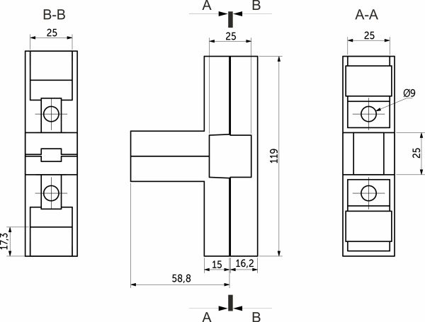 картинка Соединитель 4-х труб угловой для квадр. трубы 25*25 QUADRO, черный AKS магазин SEFI являющийся официальным дистрибьютором в России  картинка Соединитель 4-х труб угловой для квадр. трубы 25*25 QUADRO, черный AKS от магазина SEFI