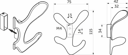 картинка Крючок меб. четырехрожковый мет. KORAL черный матовый AKS от магазина SEFI