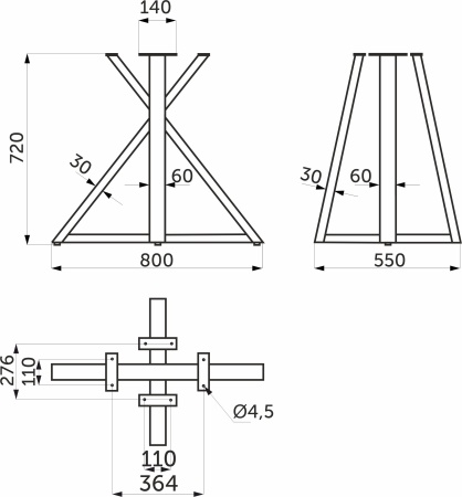 картинка Подстолье GERDA h720, черный AKS от магазина SEFI