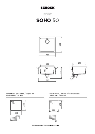 картинка Кухонная мойка SCHOCK SOHO 50 CRISTADUR серебристый камень от магазина SEFI