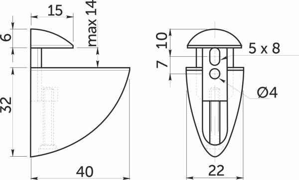 картинка Полкодержатель PELIKAN мини мат. хром AKS от магазина SEFI