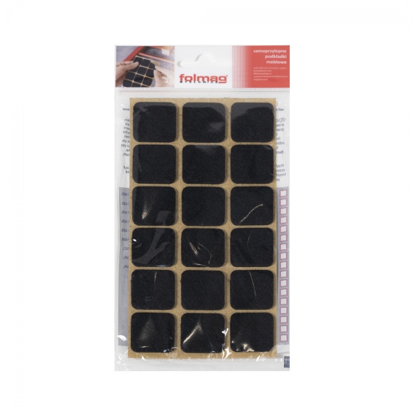 картинка Подкладка самоприлипающая фетровая 25х25мм (1лист-18шт) черная Folmag от магазина SEFI