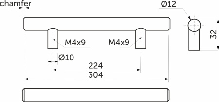 картинка Ручка меб. релинговая 224/304 сталь сатин от магазина SEFI