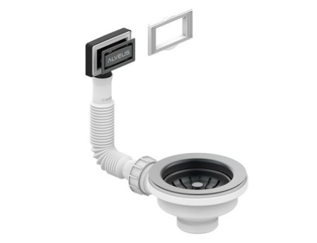 картинка Выпуск для мойки 114 ANTHRACITE new с рамкой и заглушкой (гофра) от магазина SEFI