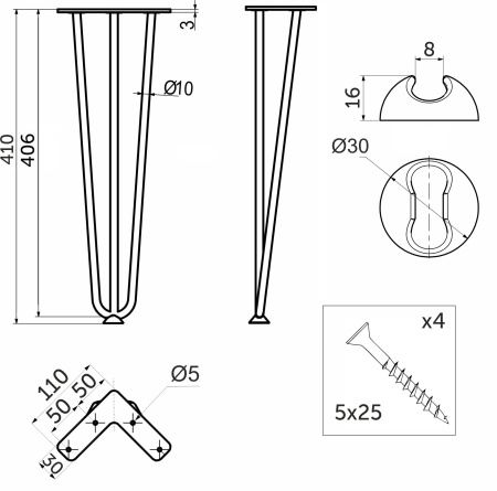 картинка Опора меб. FLASH h410, слоновая кость AKS от магазина SEFI
