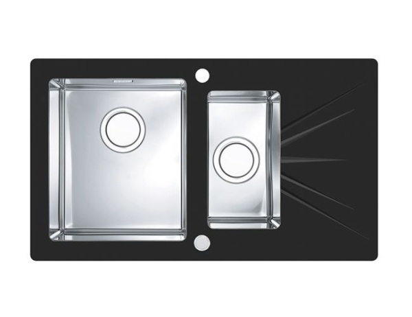 картинка Мойка ALVEUS KARAT 20 UP белый  860X500 1+1/2 правая в комплекте с сифоном 1123353 от магазина SEFI