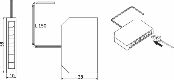 картинка Шнур соединительный с разветвителем для мини коннекторов 6 точечный без миниконнектора, 15 см, AKS от магазина SEFI