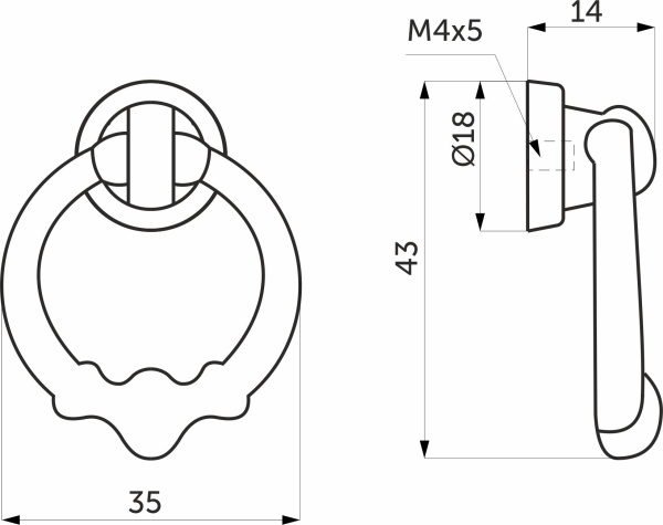 картинка Ручка меб. кнопка мет. CIRCLE античная латунь, AKS от магазина SEFI