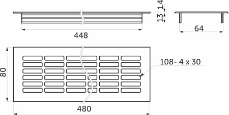 картинка Решетка вентиляционная 480х80мм инокс алюминий AKS магазин SEFI являющийся официальным дистрибьютором в России  картинка Решетка вентиляционная 480х80мм инокс алюминий AKS от магазина SEFI