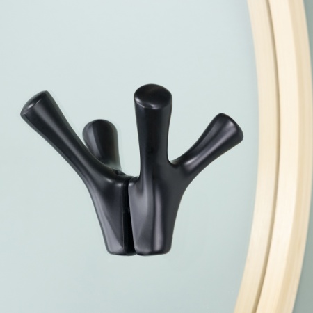 картинка Крючок меб. двухрожковый мет. OMEGA черный матовый AKS от магазина SEFI