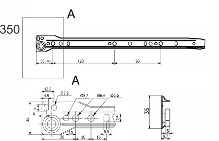 картинка Направляющая роликовая L-350 1,0мм AKS белая от магазина SEFI