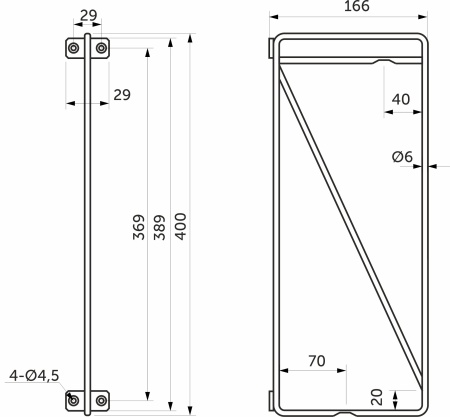 картинка Полкодержатель мет. KOMBO 166*400 черный AKS от магазина SEFI