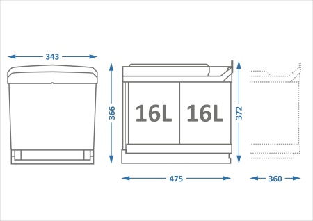картинка Система сортировки мусора ALBIO 30 2X16 L ALVEUS, от магазина SEFI