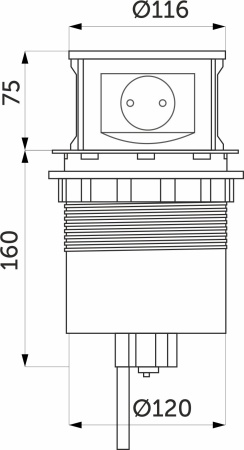 картинка Выдвижной удлинитель Tor USB, 120 мм 3 розетки + 2USB, сталь, AKS от магазина SEFI