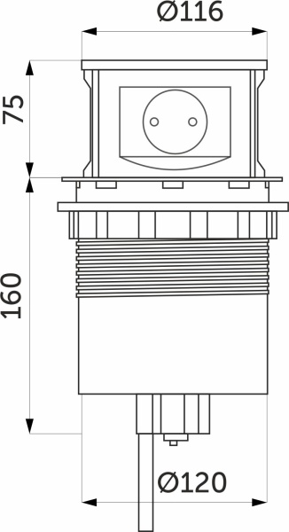 картинка Выдвижной удлинитель Tor USB, 120 мм 3 розетки + 2USB, сталь, AKS от магазина SEFI
