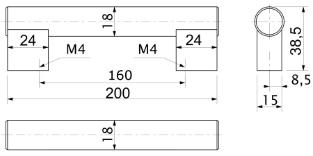 картинка Ручка меб. скоба алюм. WPY 315 160 алюминий AKS от магазина SEFI