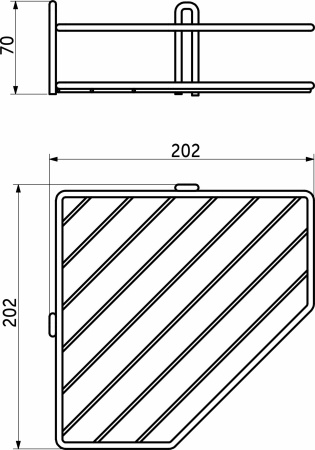 картинка Полка подвесная угловая 1-ярусная 202*202*70, белый РФ от магазина SEFI