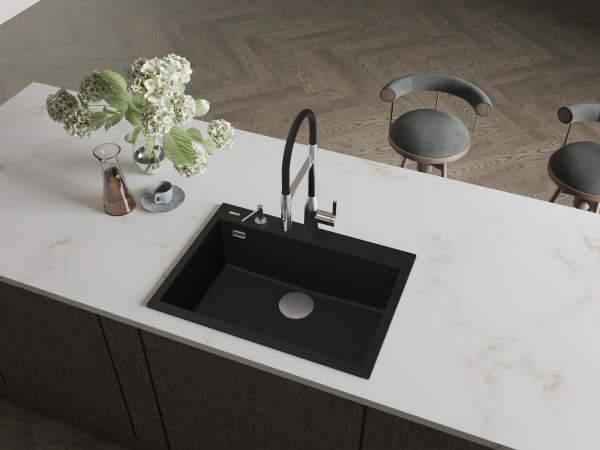 картинка Мойка Rivelato ZENO 6950 1-чаш 690*500 Черн.глубокий 503 от магазина SEFI