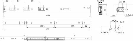 картинка Направляющая шариковая L-400 h=35 AKS PLUS SOFT CLOSE от магазина SEFI