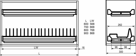 картинка Сушка для посуды 700 INFINITY с профилем ДСП16 нерж.сталь, хром AKS от магазина SEFI