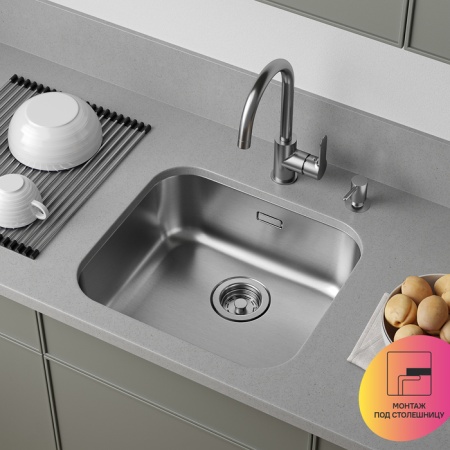 картинка Мойка, нерж. сталь, сатин, 490*440, Mate, IDDIS, MAT49S0i77 от магазина SEFI