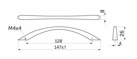 картинка Ручка меб. скоба мет. UP81 128 хром, АKS магазин SEFI являющийся официальным дистрибьютором в России  картинка Ручка меб. скоба мет. UP81 128 хром, АKS от магазина SEFI