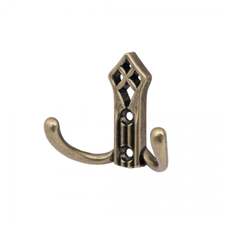 картинка Крючок меб. двухрожковый мет. PALAZZO античная латунь AKS от магазина SEFI