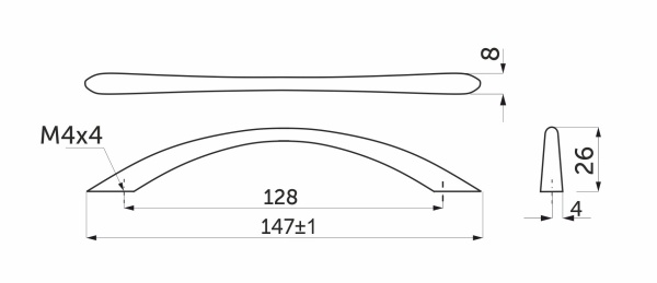 картинка Ручка меб. скоба мет. UP81 128 мат. хром, АKS от магазина SEFI