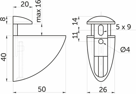 картинка Полкодержатель PELIKAN малый сатин AKS от магазина SEFI