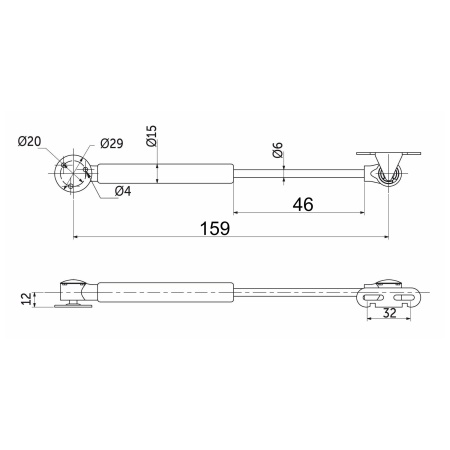 картинка Подъемник газовый верхний 60N короткий серый AKS от магазина SEFI