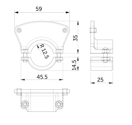 картинка Держатель полки к трубе d25 (595) односторонний, вакуумное хромирование AKS от магазина SEFI