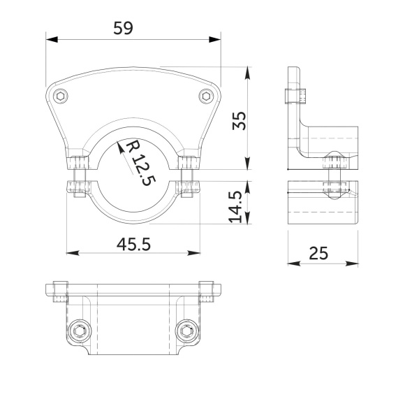 картинка Держатель полки к трубе d25 (595) односторонний, вакуумное хромирование AKS от магазина SEFI