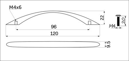 картинка Ручка меб. скоба мет. US26 96 хром AKS от магазина SEFI