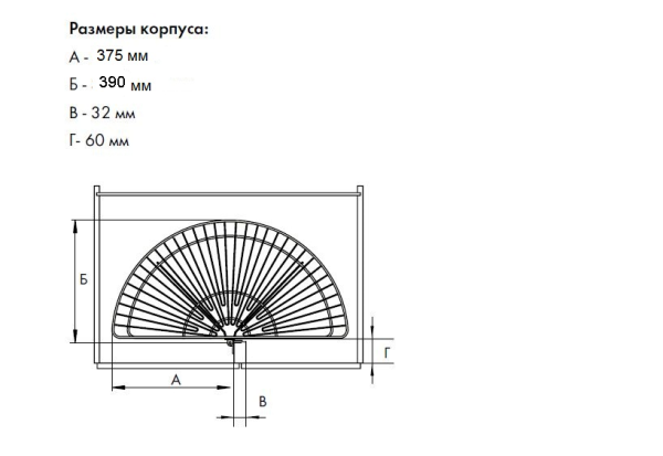 картинка Карусель 2/4 с шарнирным креплением, ширина фасада 450 мм от магазина SEFI