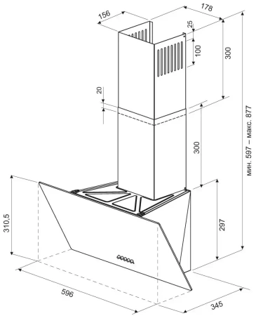 картинка Вытяжка Krona JINA 600 BLACK PB от магазина SEFI