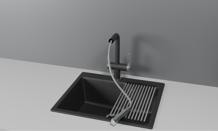 картинка Смеситель Granula GR-8170, БАЗАЛЬТ, с выдвижным изливом от магазина SEFI