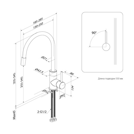 картинка Смеситель для кухни, Kitchen 360, сатин, IDDIS, K36BNJ0i05 от магазина SEFI